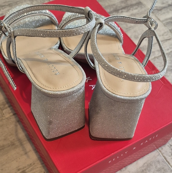 Kelly & Katie Sparkling Silver Strappy Heels - Picture 3 of 7
